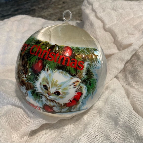 Vintage Kittens 1980 Satin Ball Christmas Ornament - Picture 8 of 8